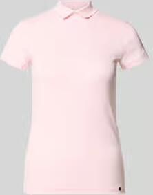 Marc Cain slim fit T-shirt met hoogsluitende polokraag