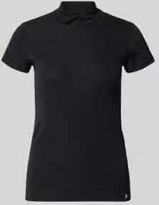 Marc Cain slim fit T-shirt met hoogsluitende polokraag