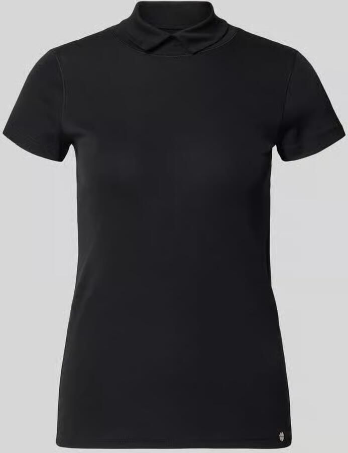 Marc Cain slim fit T-shirt met hoogsluitende polokraag