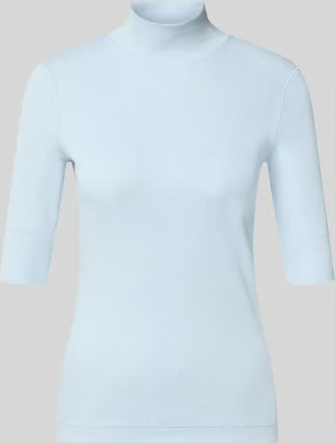Marc Cain Slim fit t-shirt van katoenmix met opstaande kraag - Foto 2