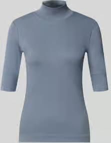 Marc Cain Slim fit t-shirt van katoenmix met opstaande kraag