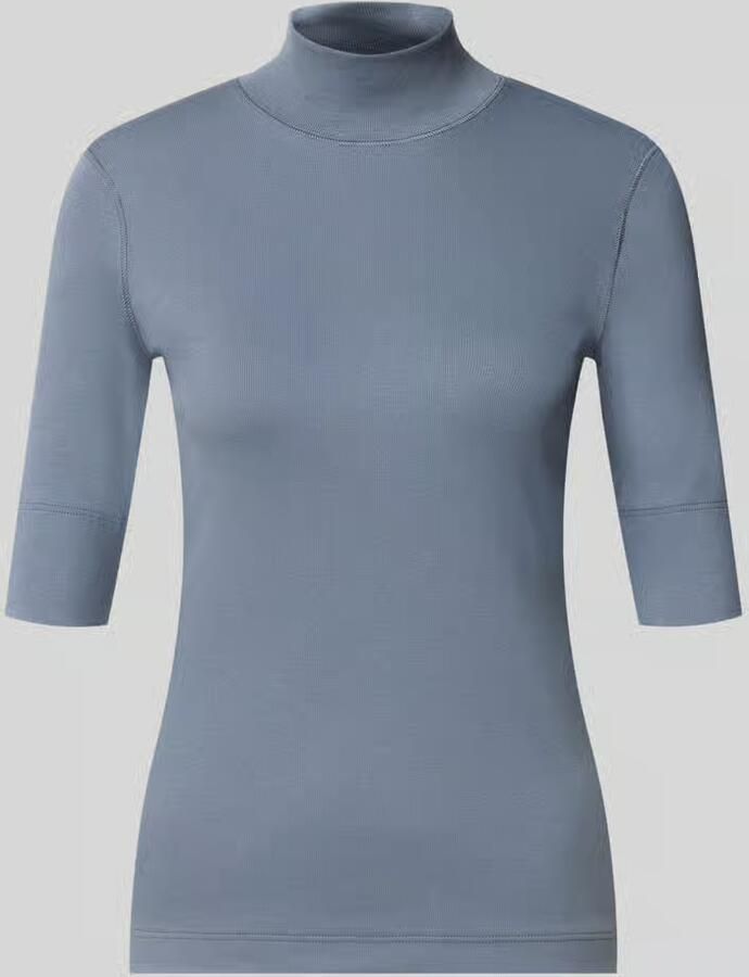 Marc Cain Slim fit t-shirt van katoenmix met opstaande kraag - Foto 2