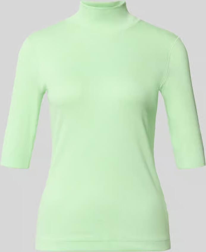 Marc Cain Slim fit t-shirt van katoenmix met opstaande kraag - Foto 2