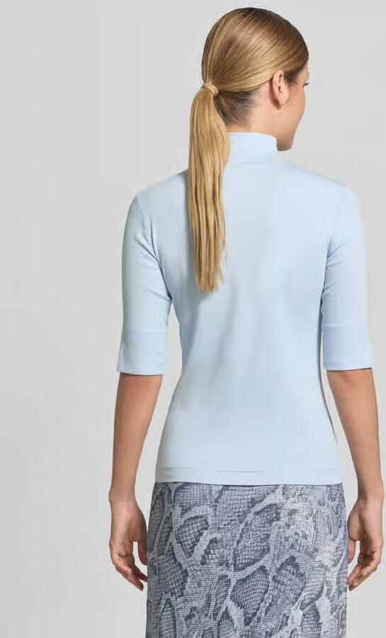 Marc Cain Slim fit t-shirt van katoenmix met opstaande kraag