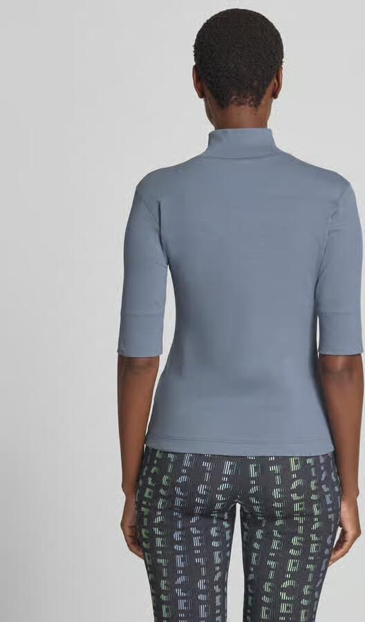Marc Cain Slim fit t-shirt van katoenmix met opstaande kraag - Foto 3