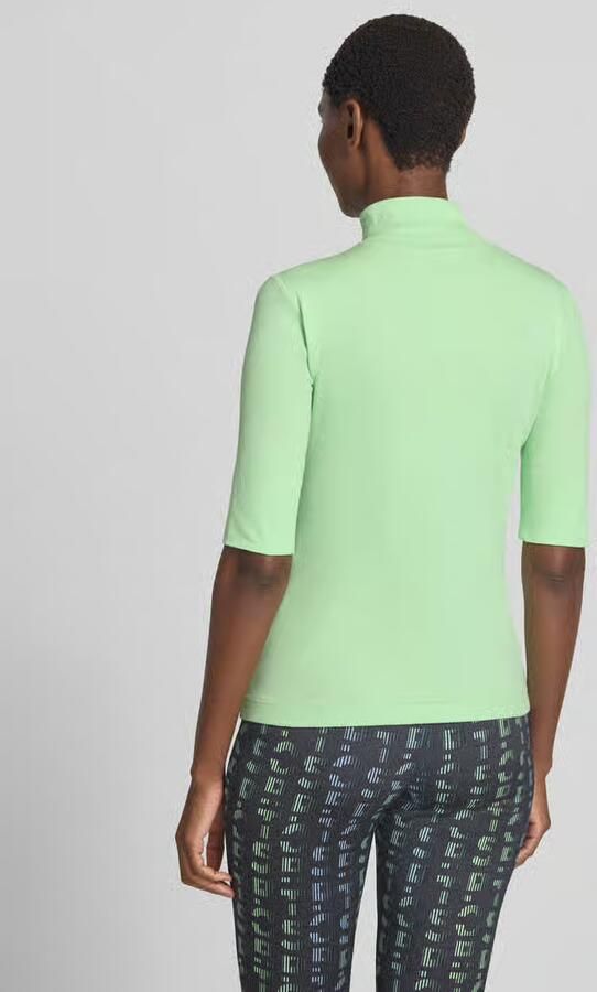 Marc Cain Slim fit t-shirt van katoenmix met opstaande kraag - Foto 3