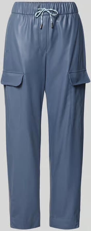 Marc Cain straight fit broek in leerlook met klepzakken - Foto 2