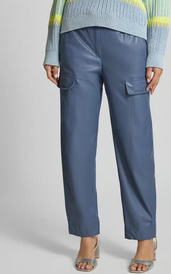 Marc Cain straight fit broek in leerlook met klepzakken - Foto 3