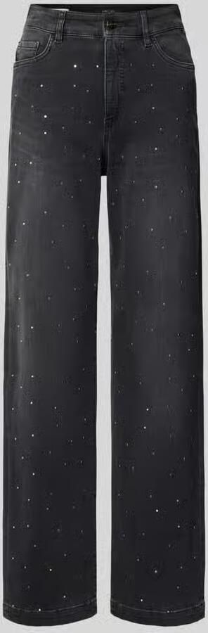 Marc Cain straight fit jeans van katoenmix met all-over strass-steentjes - Foto 2