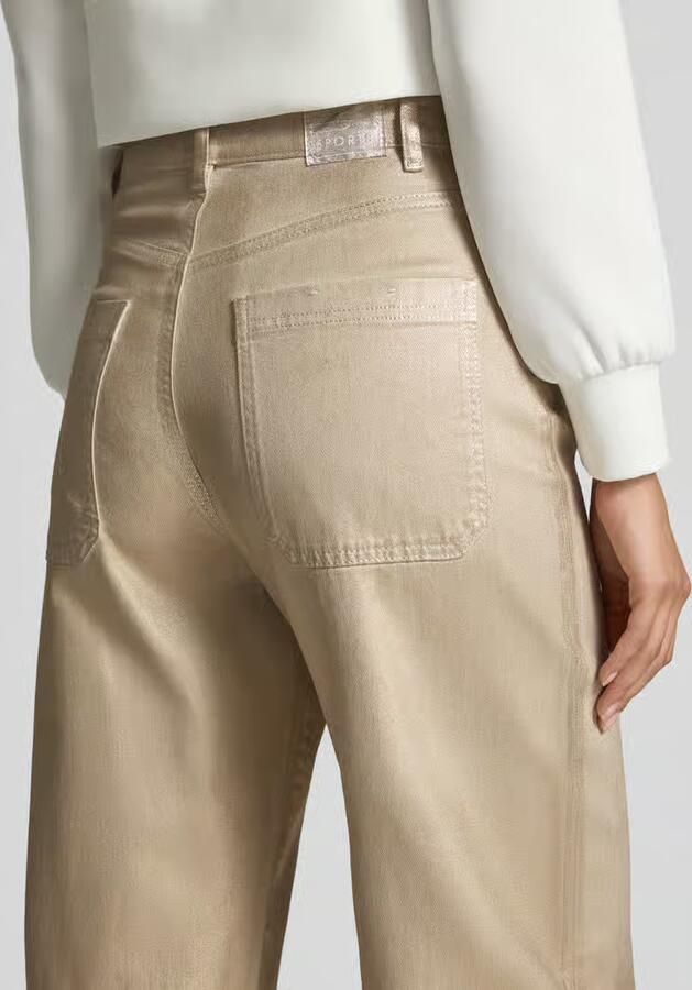 Marc Cain straight fit jeans van katoenmix met glanzende look