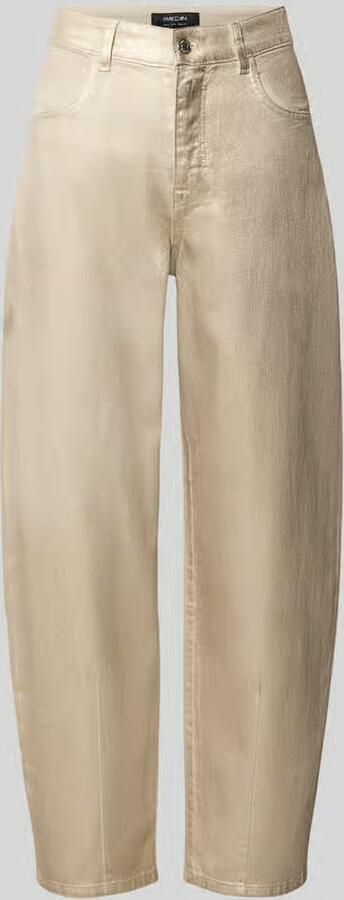 Marc Cain straight fit jeans van katoenmix met glanzende look - Foto 2