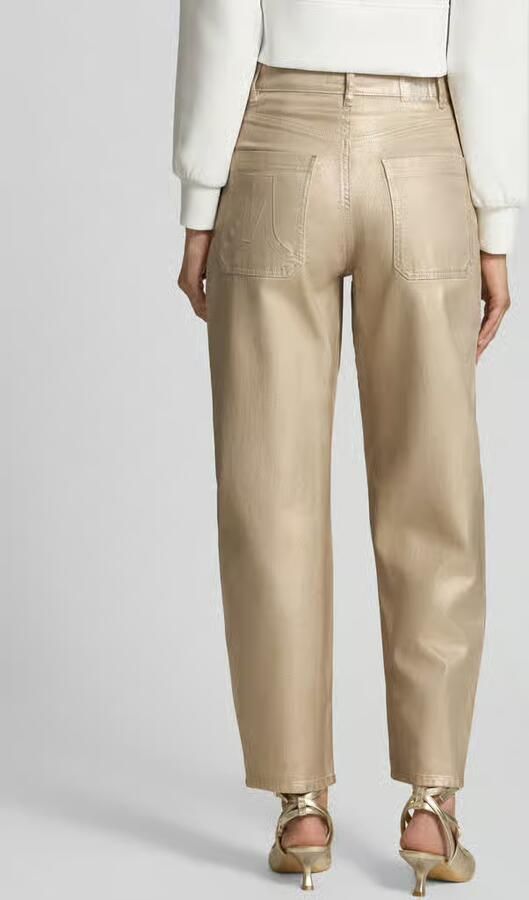 Marc Cain straight fit jeans van katoenmix met glanzende look
