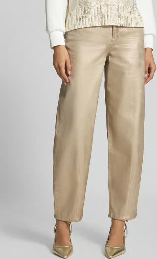 Marc Cain straight fit jeans van katoenmix met glanzende look - Foto 3