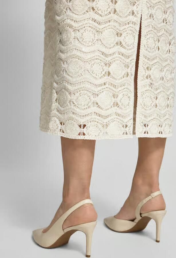 Marc Cain straight fit midirok in allover-haaklook