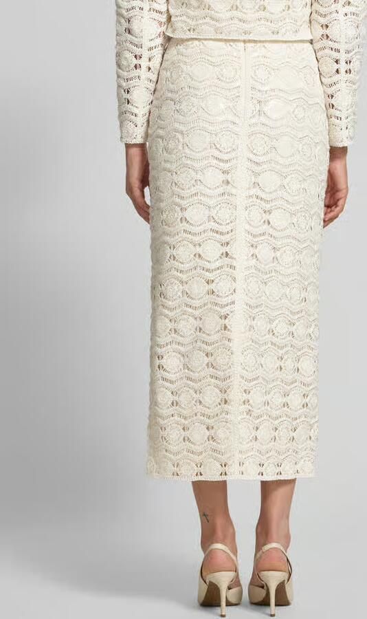 Marc Cain straight fit midirok in allover-haaklook