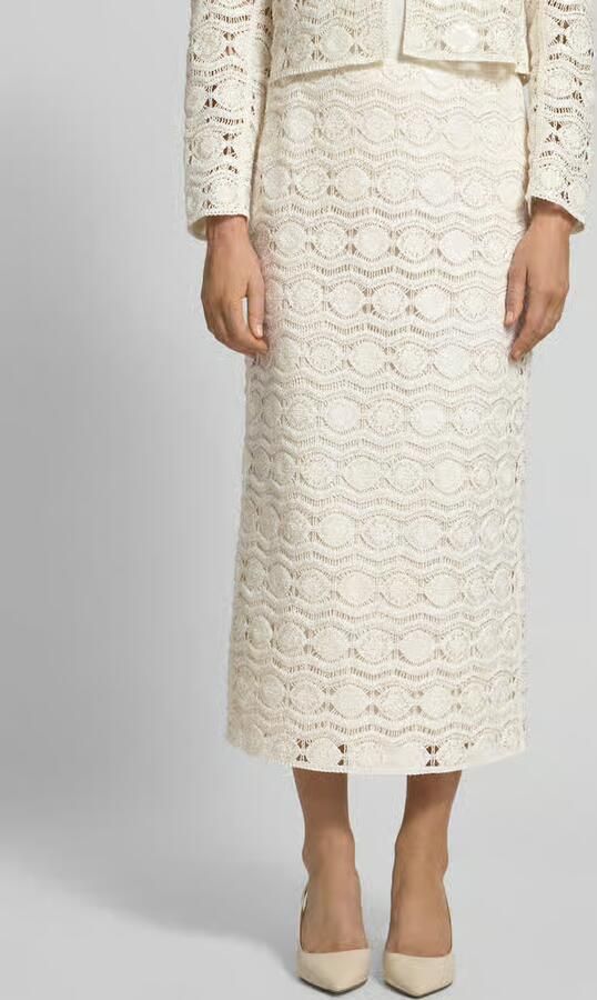 Marc Cain straight fit midirok in allover-haaklook - Foto 3