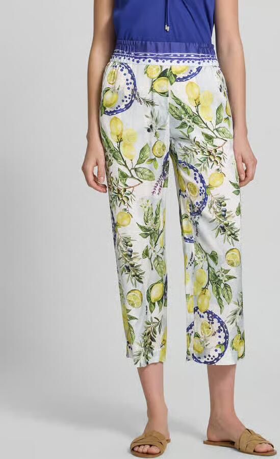 Marc Cain straight fit stoffen broek van pure viscose met all-over motiefprint - Foto 2