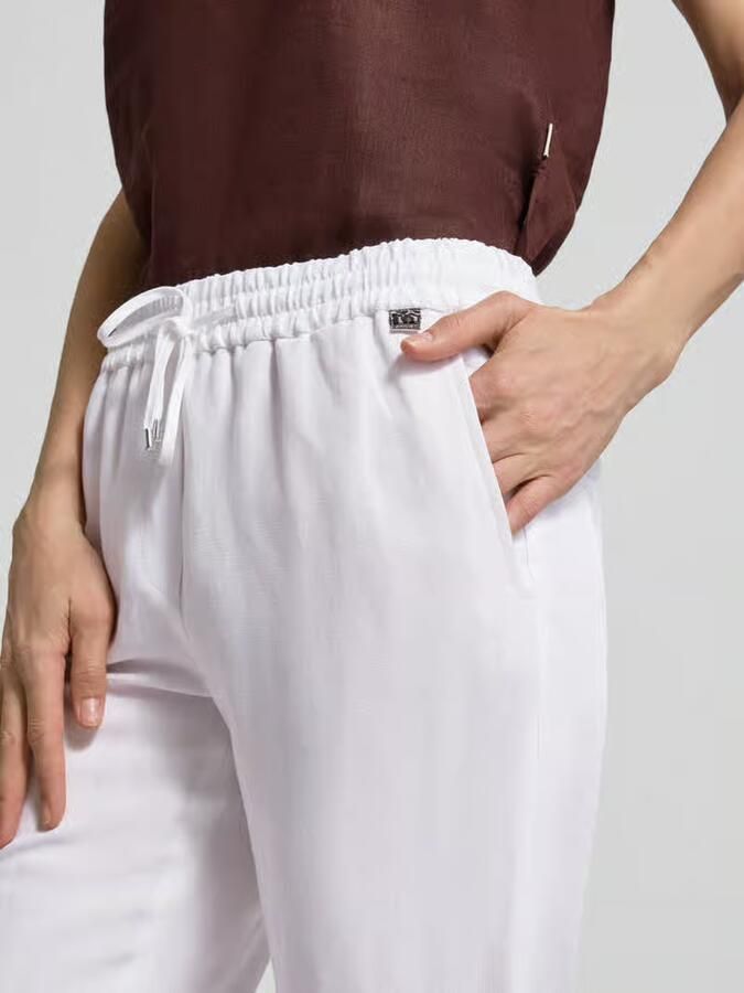 Marc Cain straight fit stoffen broek van viscosemix met linnenaandeel