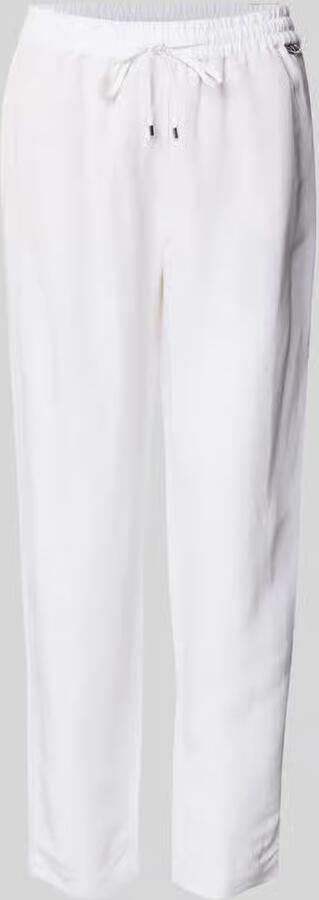 Marc Cain straight fit stoffen broek van viscosemix met linnenaandeel - Foto 2
