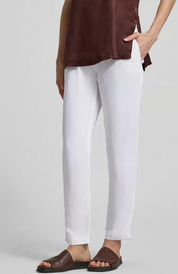 Marc Cain straight fit stoffen broek van viscosemix met linnenaandeel - Foto 3