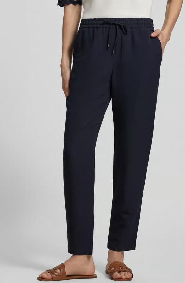 Marc Cain straight fit stoffen broek van viscosemix met linnenaandeel - Foto 3