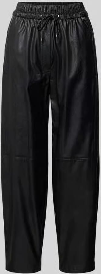 Marc Cain Straight leg stoffen broek in leerlook