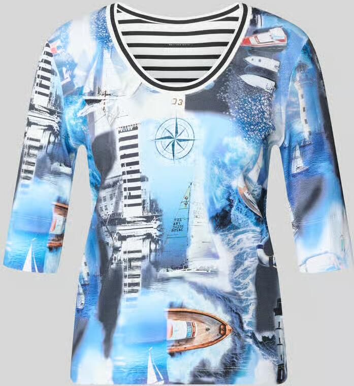 Marc Cain T-shirt in all-over look met 3 4-mouw - Foto 2