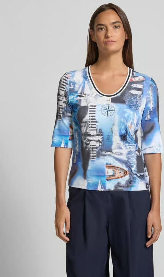 Marc Cain T-shirt in all-over look met 3 4-mouw - Foto 3