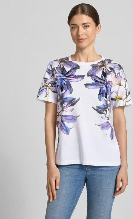 Marc Cain T-shirt in all-over look met pailletten - Foto 4