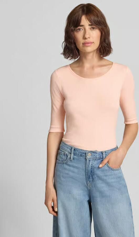 Marc Cain T-shirt in ribbel-look met ronde halslijn - Foto 4
