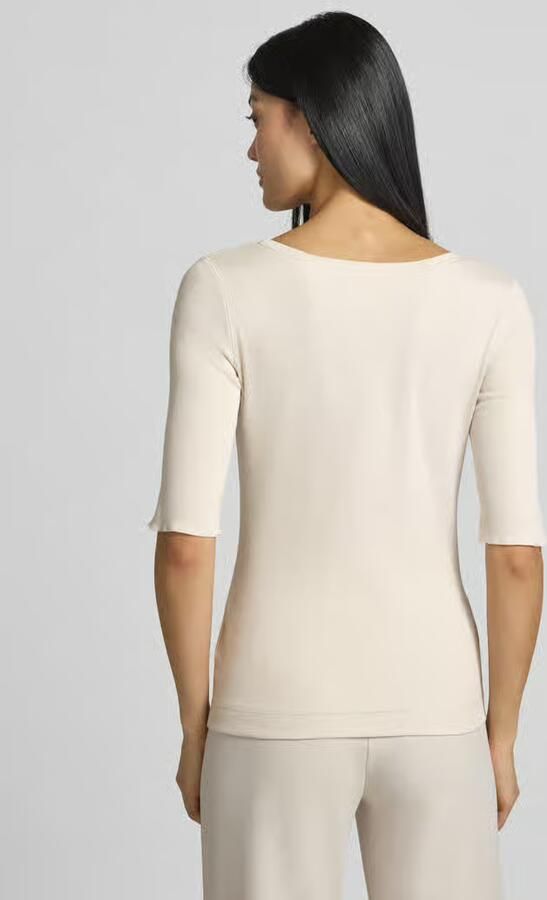 Marc Cain T-shirt in ribbel-look met ronde halslijn - Foto 3