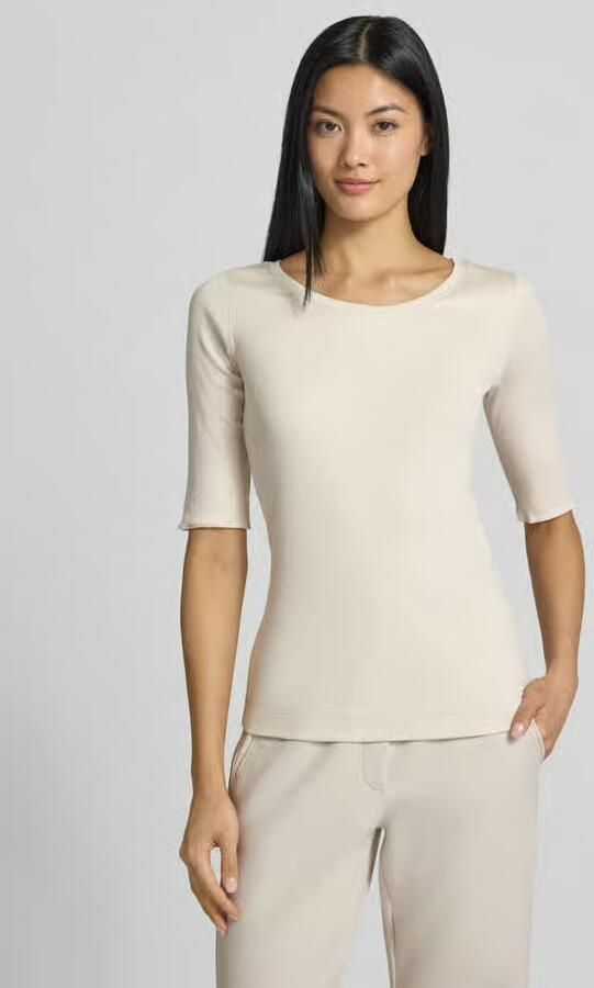 Marc Cain T-shirt in ribbel-look met ronde halslijn - Foto 4