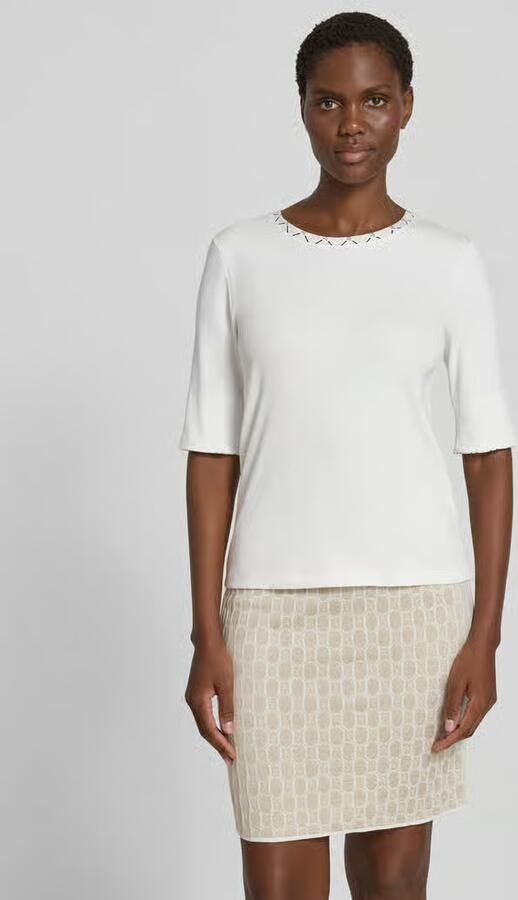 Marc Cain T-shirt in ribbel-look met ronde halslijn - Foto 2