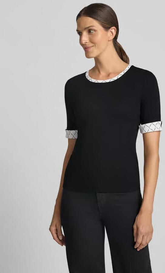 Marc Cain T-shirt in ribbel-look met ronde halslijn - Foto 3