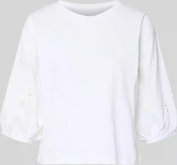 Marc Cain T-shirt met 3 4-mouw en ajourwerk - Foto 2