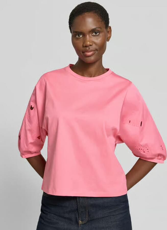 Marc Cain T-shirt met 3 4-mouw en ajourwerk