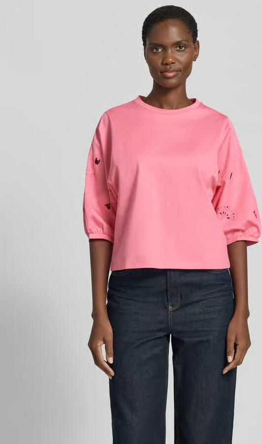 Marc Cain T-shirt met 3 4-mouw en ajourwerk - Foto 3