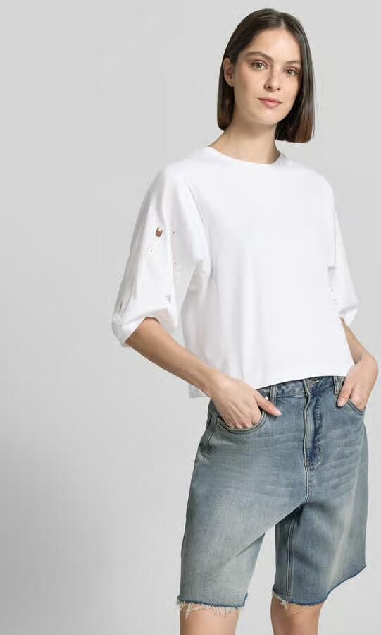 Marc Cain T-shirt met 3 4-mouw en ajourwerk - Foto 2