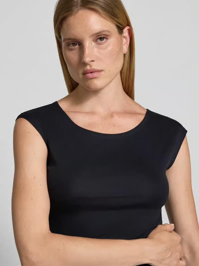 Marc Cain Elegante Midnight Blue Shirt met Brede Schouders Blue Dames