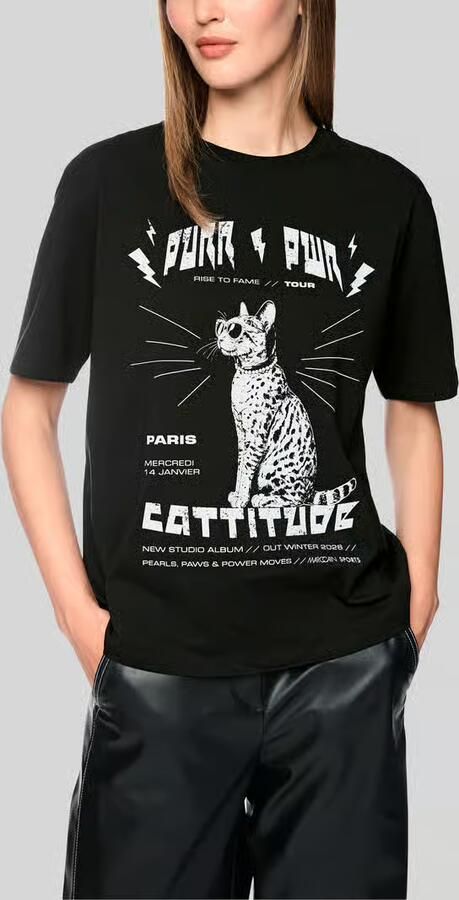 Marc Cain T-shirt met Catitude-motiefprint - Foto 3