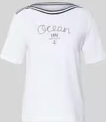 Marc Cain T-shirt met contraststrepen en print