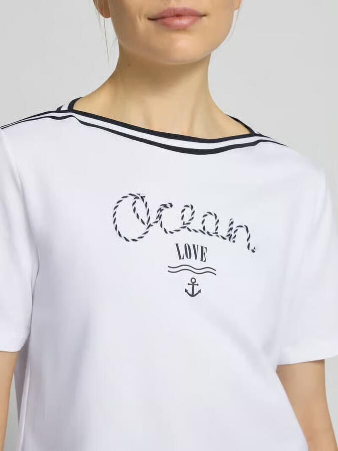 Marc Cain T-shirt met contraststrepen en print