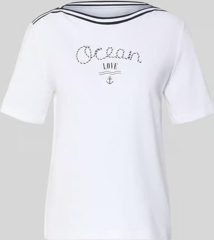 Marc Cain T-shirt met contraststrepen en print - Foto 2