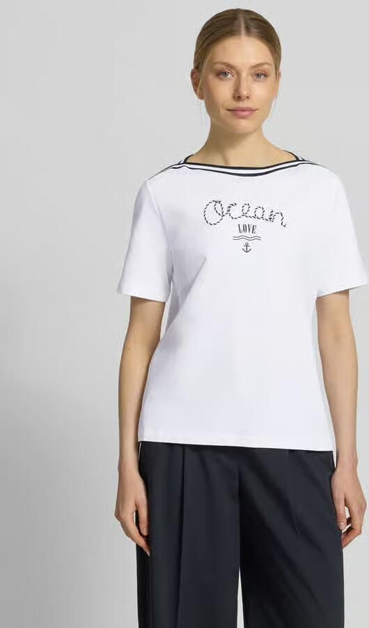 Marc Cain T-shirt met contraststrepen en print - Foto 3