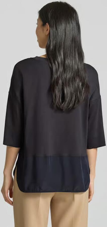 Marc Cain T-shirt met geribde ronde hals