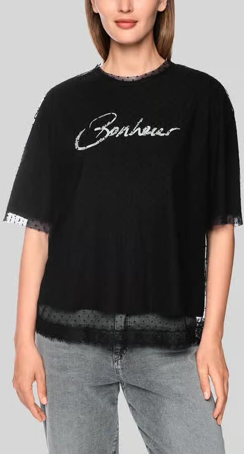 Marc Cain T-shirt met glitter-opschrift - Foto 3