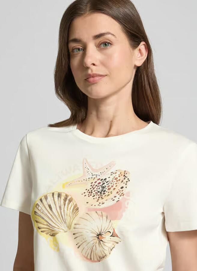 Marc Cain T-shirt met motiefprint en met strass-steentjes