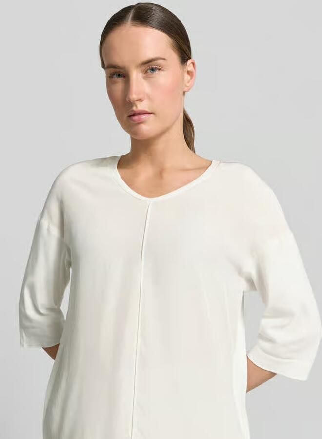 Marc Cain T-shirt met mouwomslag en ronde hals