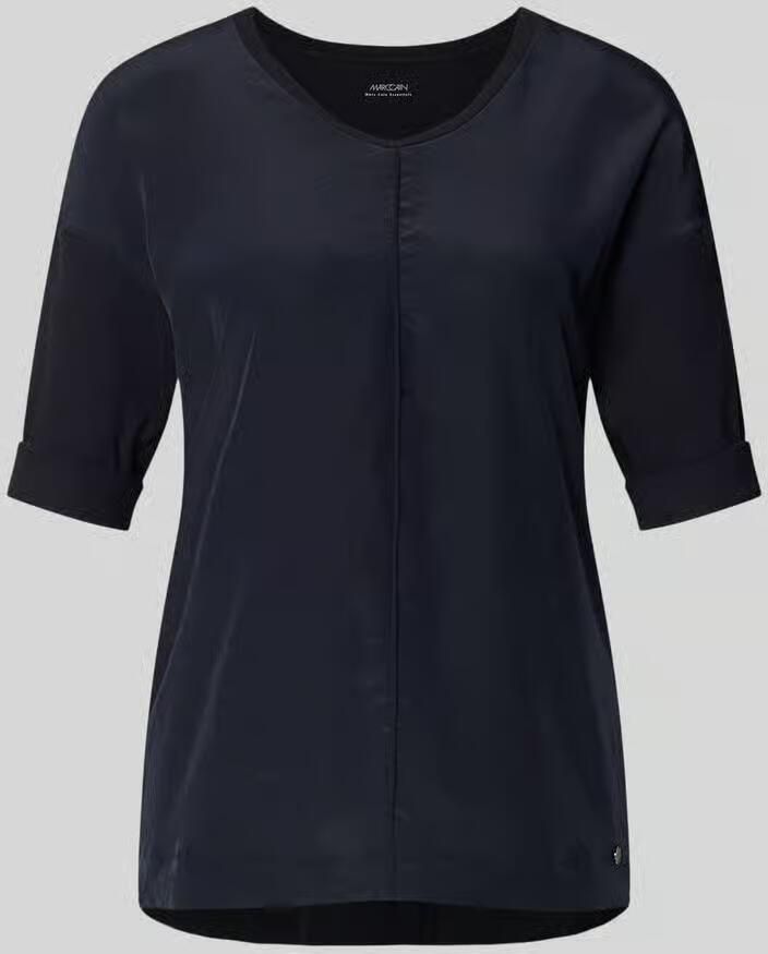 Marc Cain Blouse Shirt met Ontspannen Silhouet in Materiaal Mix Blauw Dames