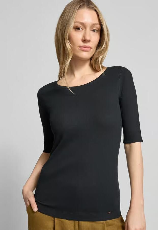 Marc Cain Middernachtblauw Geribbeld T-shirt met Getinte Overlock-naden Blue Dames - Foto 8